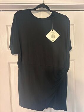 Ava & Viv Black Short Sleeve Knot Front Blouse